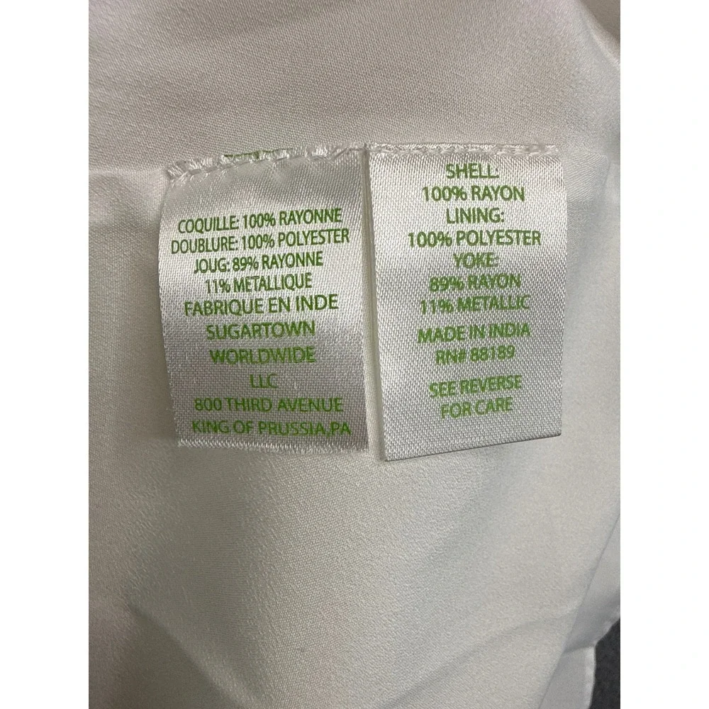 Lilly Pulitzer Dress Womens XXS White Gold Metallic Crochet Neck Pom Pom Shift - Picture 4 of 10